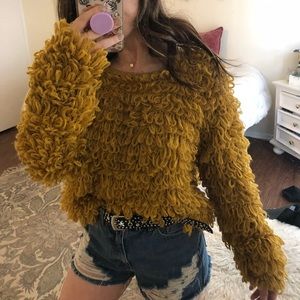 FOR LOVE AND LEMONS JOPLIN PULLOVER KNITZ Mustard